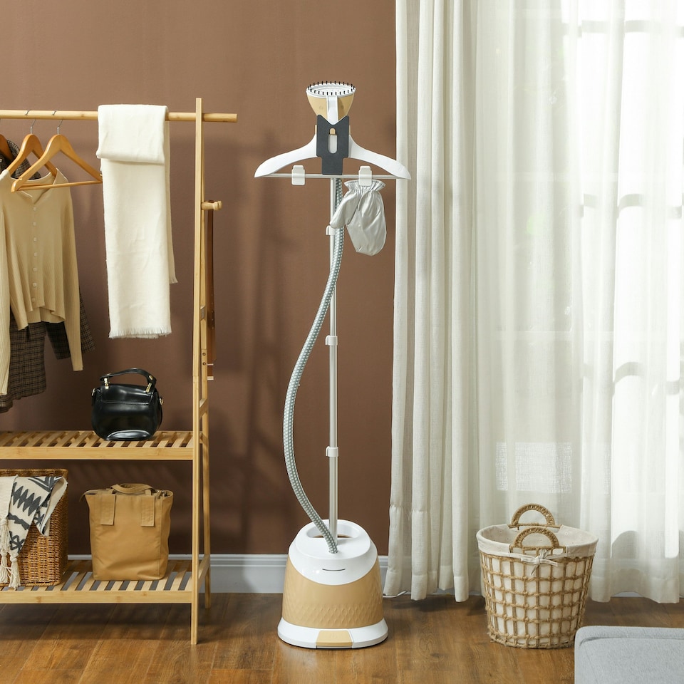 image 1 of HOMCOM Clothes Steamer, Garment Steamer Clothing Wrinkle Remover, Gold Tone