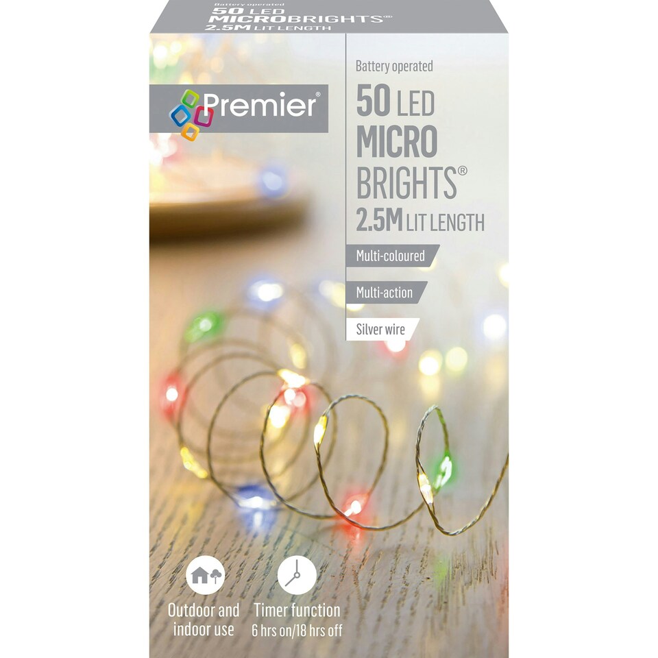 Premier MicroBrights Lights 50 LED Multi-Coloured 2.5m