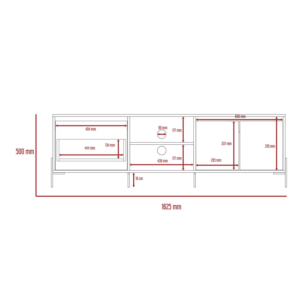 image 1 of Core Products Dallas, Ultra Wide TV Rack With 4 Doors H55cm x W162.5cm x D39.2cm White