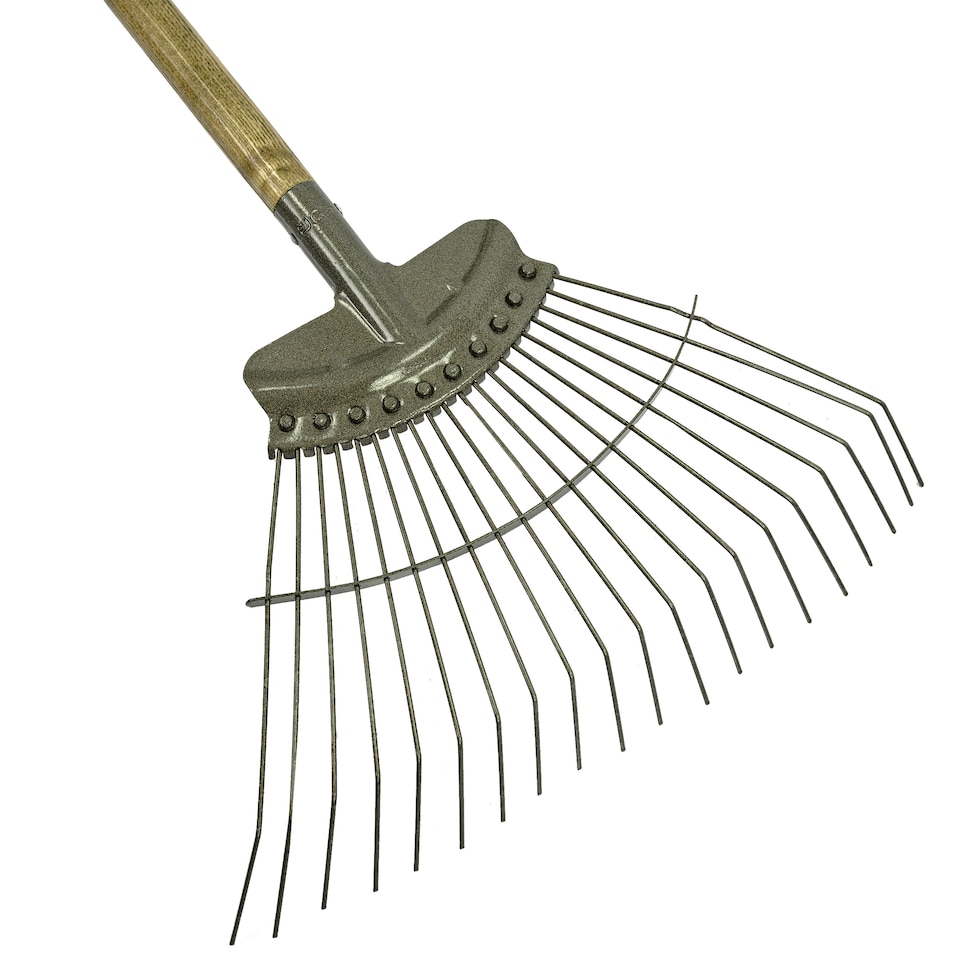 image 1 of JCB 20 Teeth Heritage Lawn Rake 520mm Carbon Steel and Ash Handle Gardening Leaf Moss JCBHLR01