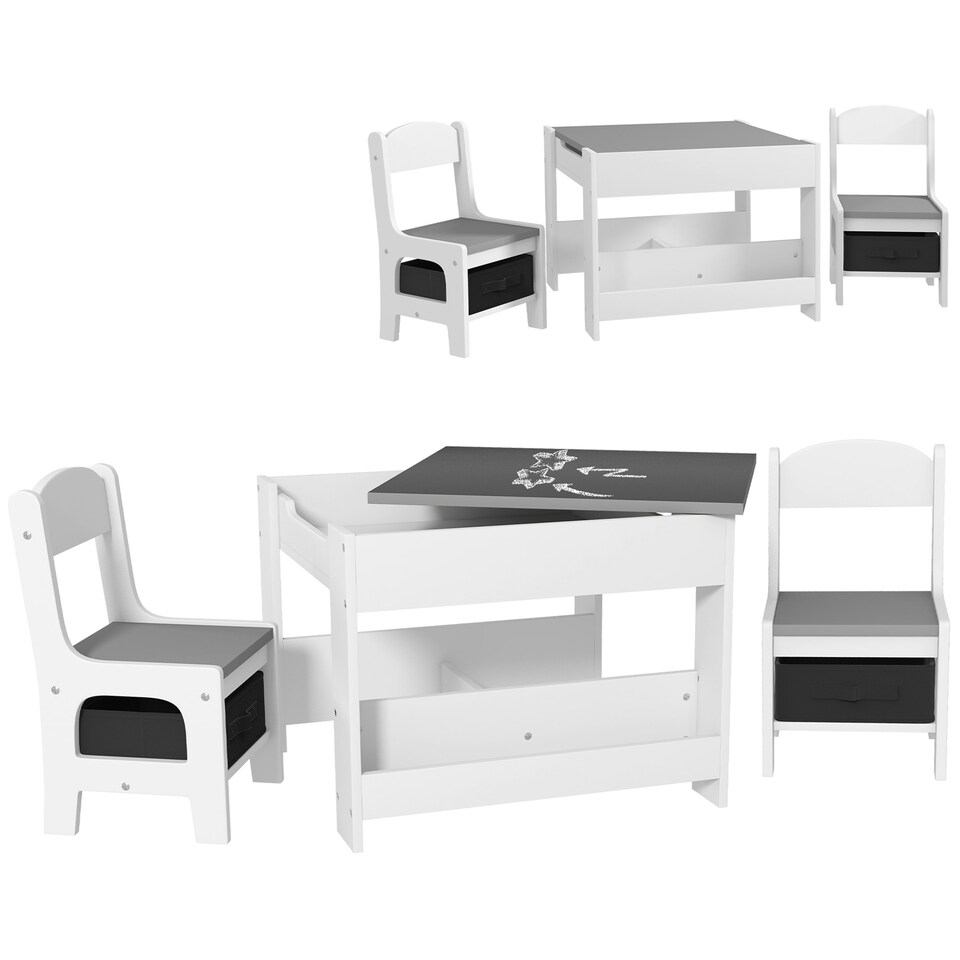 image 1 of HOMCOM 3-Piece Kids Table and Chair Set for Nursery, Playroom, Classroom Brown