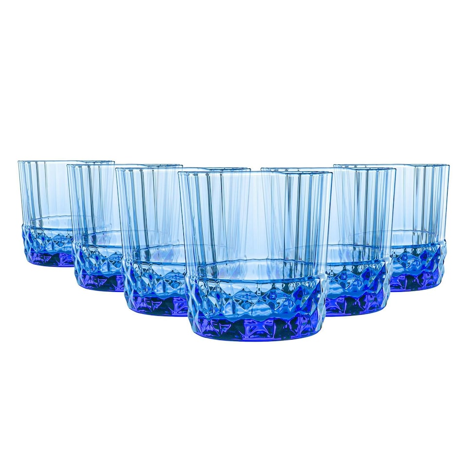 image 1 of Bormioli Rocco America '20s Water Glasses - 370ml - Sapphire Blue - Pack of 6