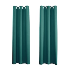 Teal Blackout Curtains - Eyelet Thermal Curtain - 46 x 72 Inch Drop - 2 Panel | Blue | One Size