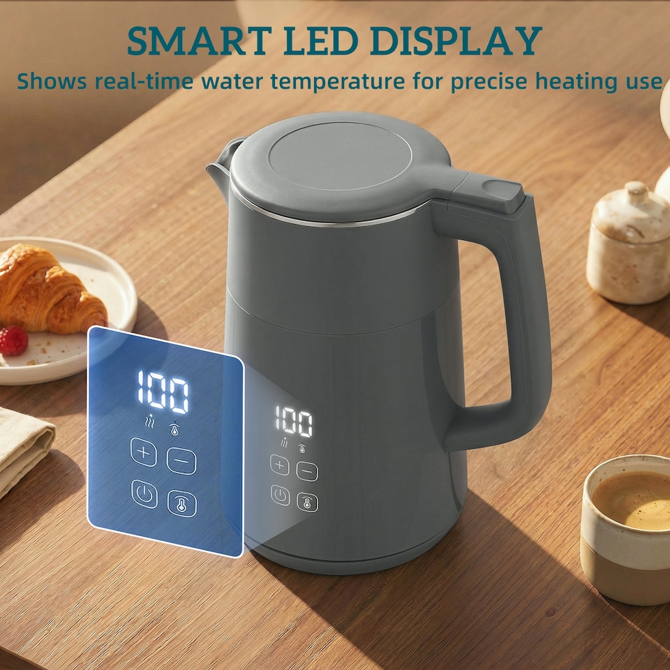image 1 of HOMCOM 1.7L Fast Boil 3000W Electric Kettle with LED Display
