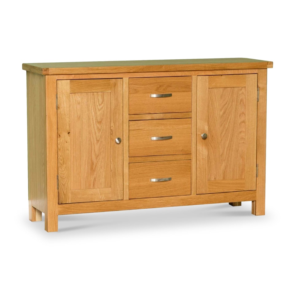 image 1 of London Oak 3 Drawer Sideboard Fully Assembled - By Roseland Furniture