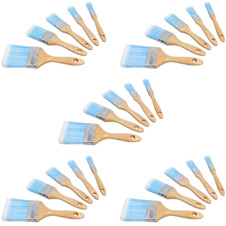 image 1 of 25pc Synthetic Paint Painting Brush Set Decorating 19mm - 75mm Width Brushes