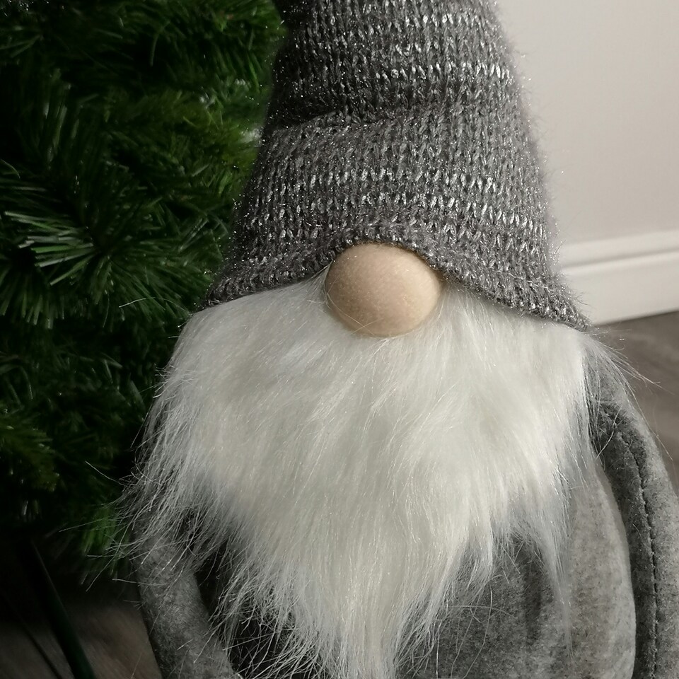 image 1 of 84cm Christmas Plush Grey Standing Gonk Long Legs & LED Illuminated Beard