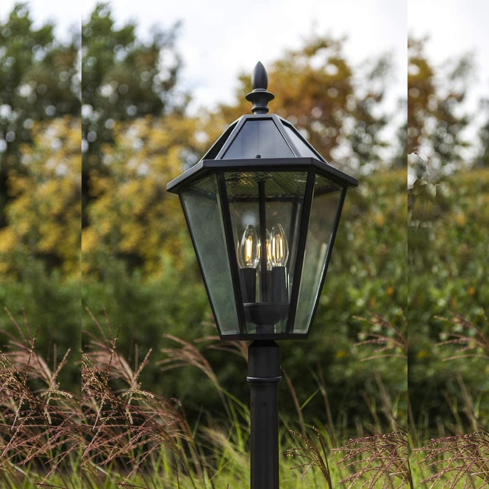 image 1 of CGC LONDON 2.3 Metre Extra-Tall Black Victorian Solar LED Post Light | Black | Black | Height: 227 cm, Width: 26.1 cm, Depth: 31 cm