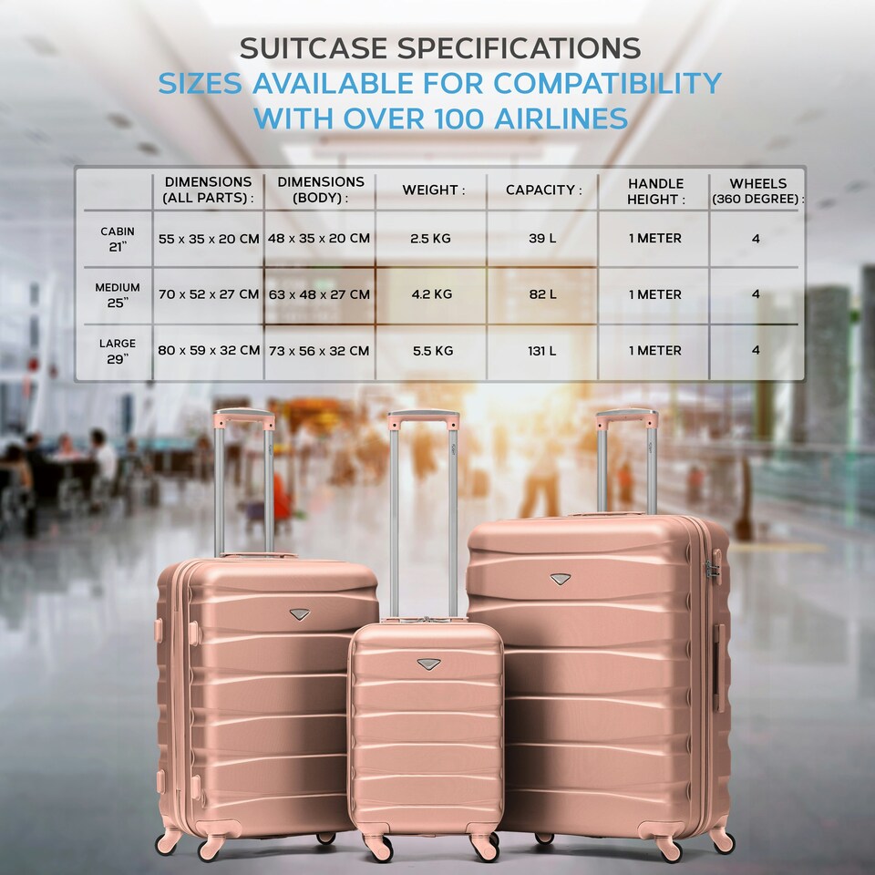 image 1 of Flight Knight 29" Extra Large Suitcase – 20kg Capacity Hard Shell Check-In Luggage with 4 Wheels  100+ Airlines Approved: Ryanair, EasyJet, Jet2, Wizz Air, BA Pink | Rose | Large