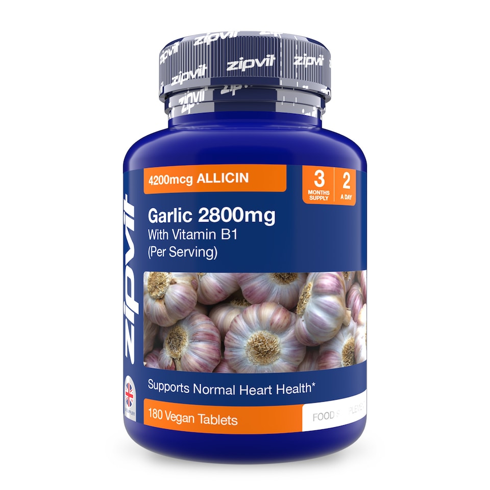 image 1 of Zipvit Garlic 2800mg with Vitamin B1, Heart & Energy Support, Provides Alliin & Allicin, 180 Vegan Tablets, 3-Month Supply