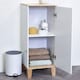 image 2 of Showerdrape Amalfi Matt White & Bamboo Floorstanding Bathroom Cabinet | White | 1