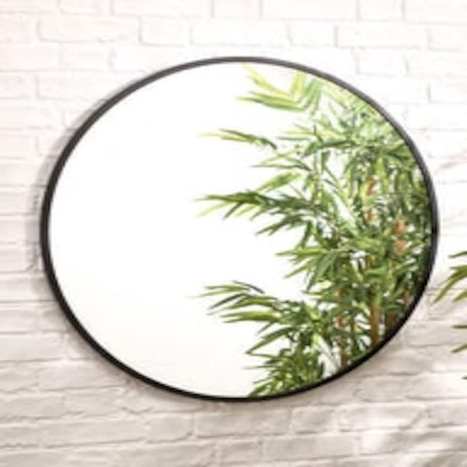 image 1 of Contemporary Circular Outdoor Mirror Black
