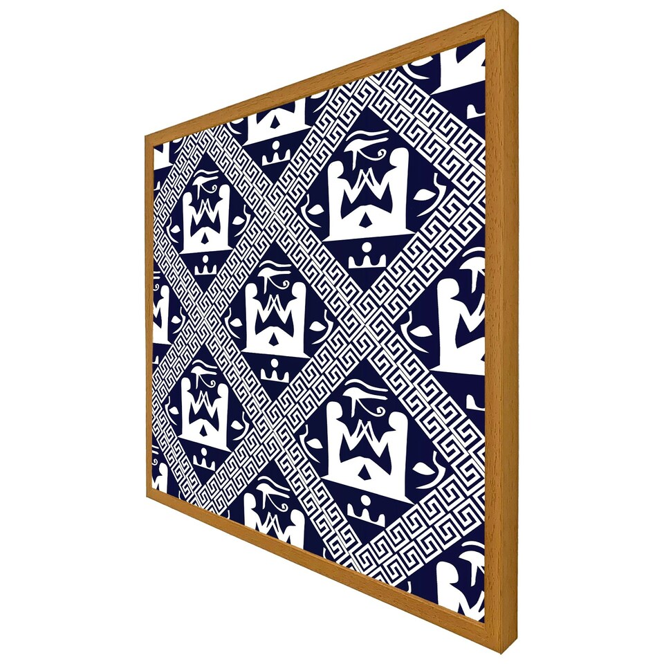 image 1 of Egyptian hieroglyphs in navy (Picture Frame) Grey | XL