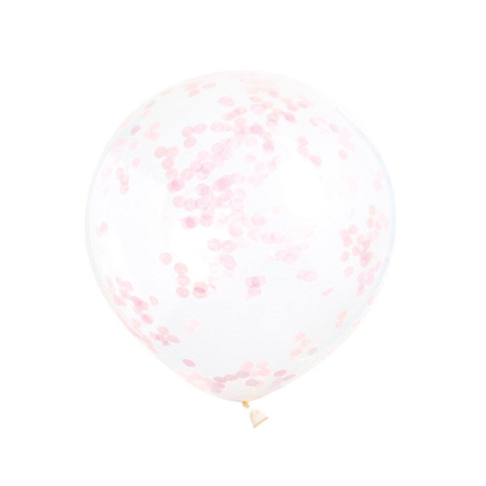 image 1 of Clear Biodegradable Latex Balloons With Pink Tissue Confetti - Pack of 6