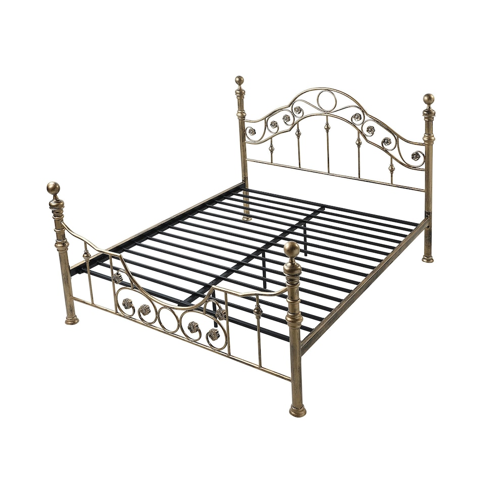 image 1 of Letchworth Vintage Victorian Style Antique Brass Metal Bed Frame (King) | Bronze | Brass | King