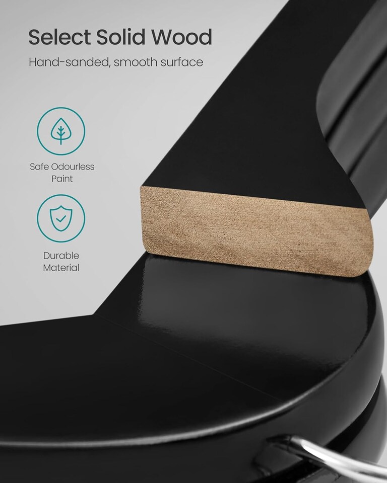 image 1 of Set of 20 Wooden Clothes Hangers with Non-Slip Trouser Bar and Rotating Hooks, Black and Silver