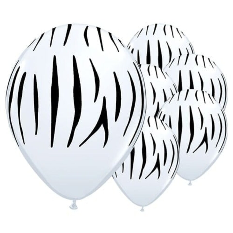 Zebra Stripes Assorted Round Latex Helium Qualatex Balloons 28cm / 11 in - Pack of 25