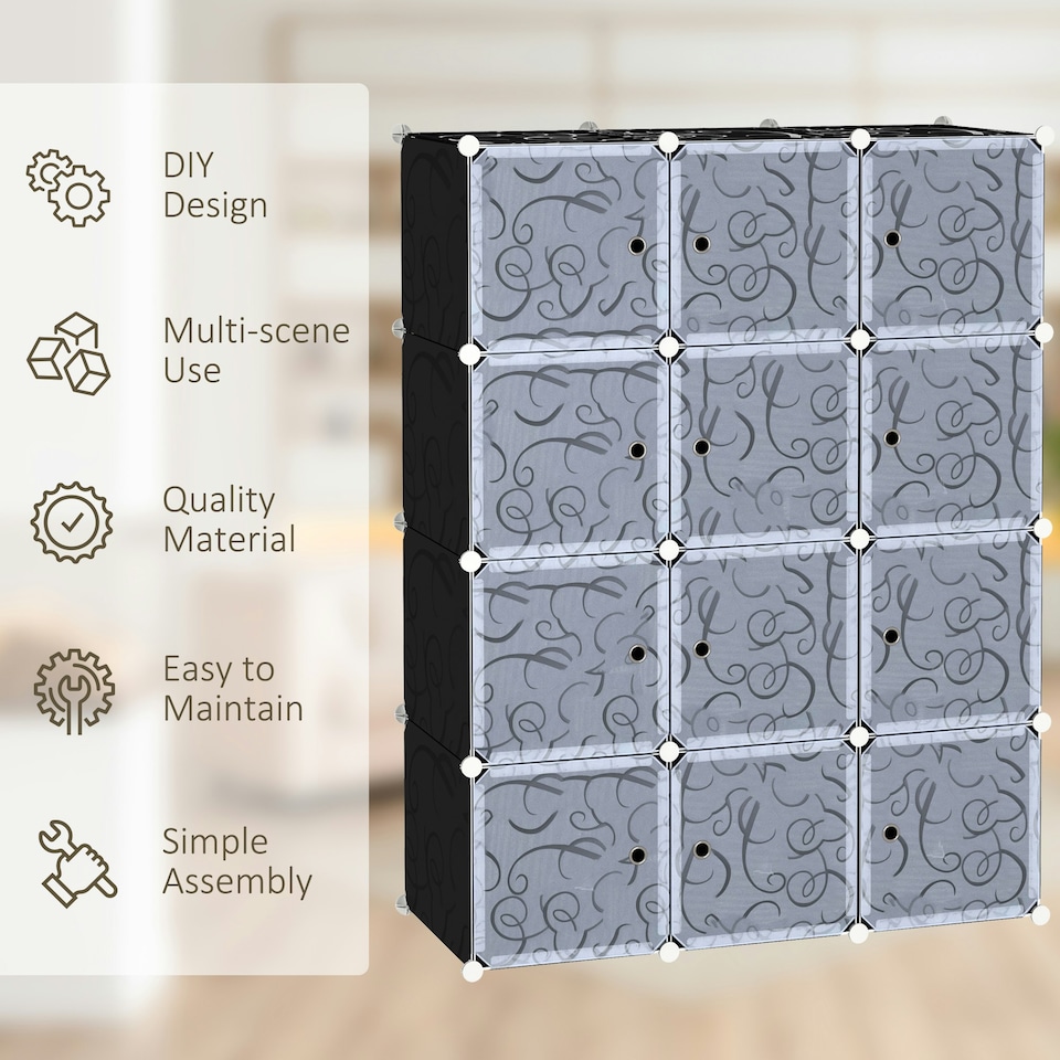 image 1 of HOMCOM DIY Wardrobe Portable Interlocking Plastic Modular Closet Cube Organiser