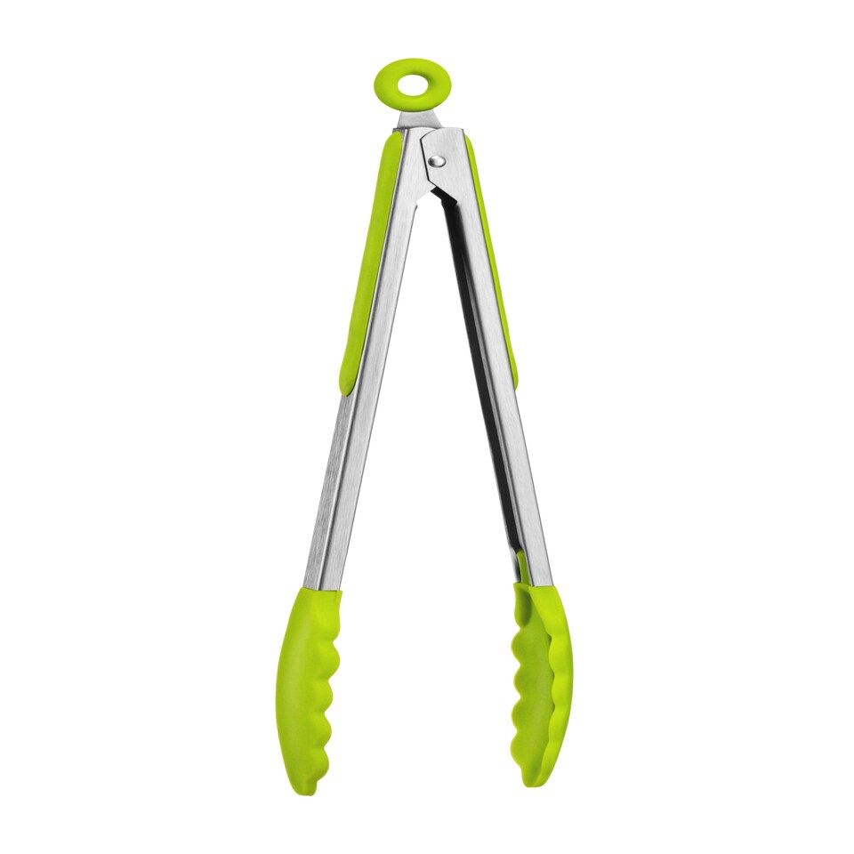 image 1 of Interiors by Premier Lime Green Silicone and Stainless Steel Tongs, Heat-Resistant Grip for Safe Cooking, Non-Stick Friendly