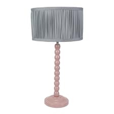 ValueLights Bobbins Rose Table Lamp Pleat Powder Blue Shade and Bulb