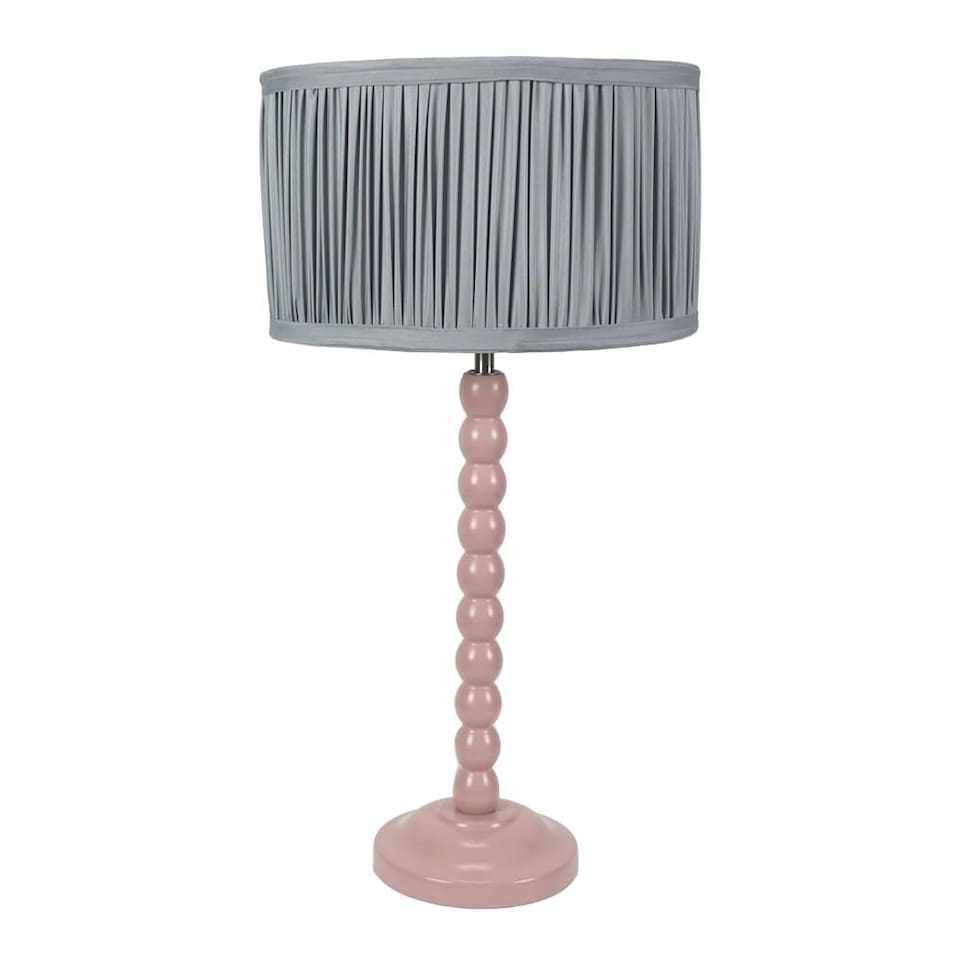 image 1 of ValueLights Bobbins Rose Table Lamp Pleat Powder Blue Shade and Bulb