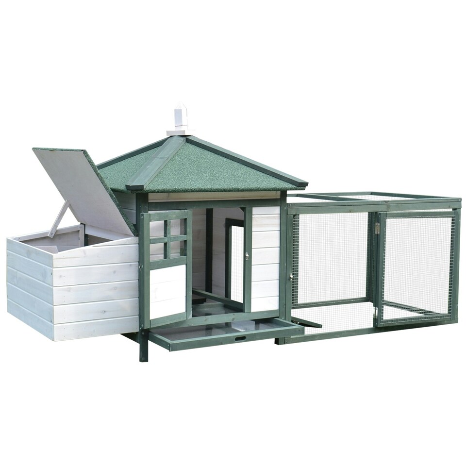 image 1 of PawHut Chicken Coop Hen Poultry House w/ Nesting Box Outdoor Run Patio Wooden