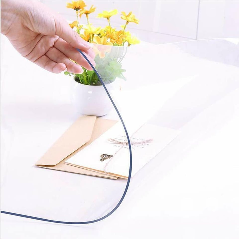 image 1 of Clear Plastic Table Cover, Transparent Protector - 90cm x 180cm
