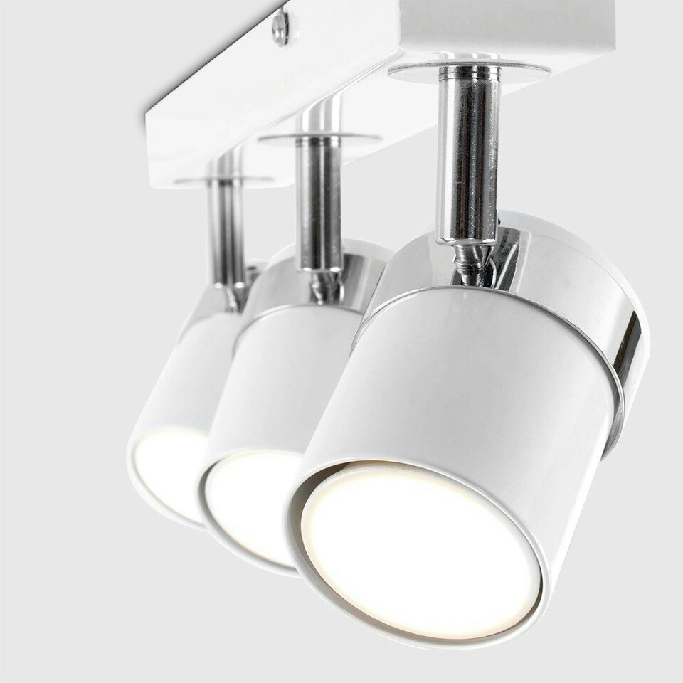 image 1 of ValueLights Rosie Spotlight 3 Way White Ceiling Bar Spotlight