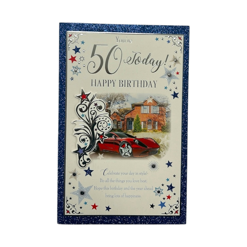 image 1 of Age 50 Sport Car Design Sentimental Birthday Card