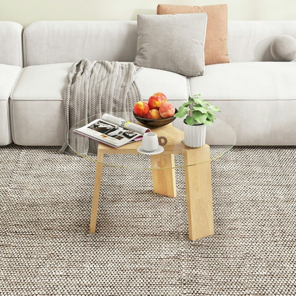 image 1 of COSTWAY Round Coffee Table Modern Table Sofa Center Table Black