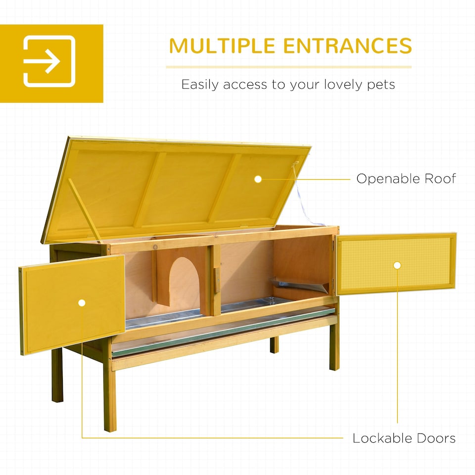 image 1 of PawHut Wooden Rabbit Hutch Bunny Cage Outdoor Small Animal House w/ Hinged Top