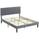 image 1 of HOMCOM Double Bed Frame with 5-Level Adjustable Linen Headboard