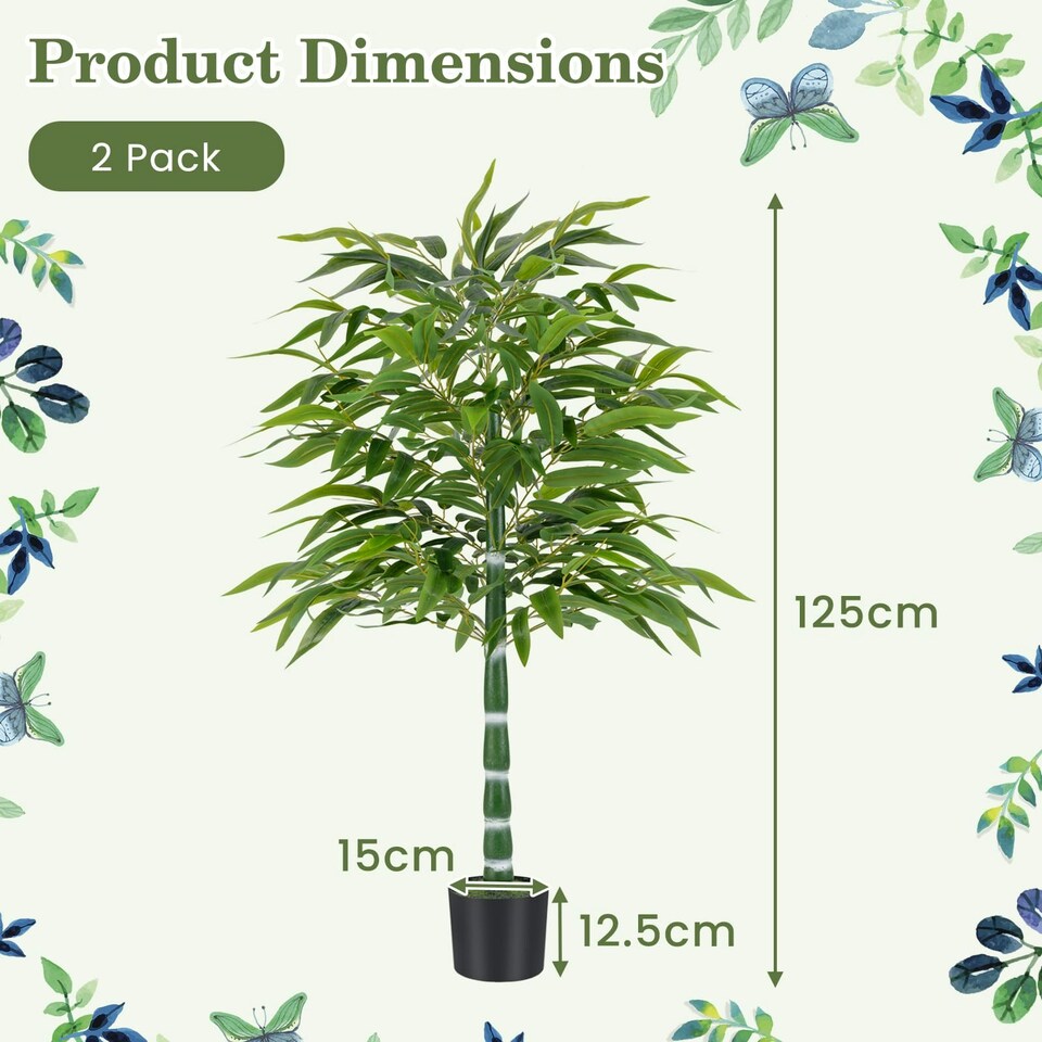 image 1 of COSTWAY Set of 2 125 CM Artificial Bamboo Tree Greenery Plants Green | One Size