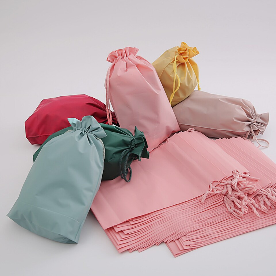 image 1 of Pack of 25 Black Coloured 21x29cm PEVA Frosted Drawstring Bags | Black