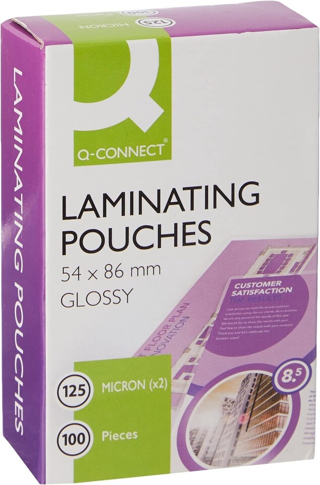 image 1 of Pack of 100 54 x 86mm Laminating Pouches 250 Micron
