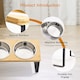 image 3 of Living and Home Elevated Dual-Bowl Pet Feeder with 10° Tilt – Stainless Steel Bowls | Brown | Grey | 33cm W x 16cm D x 12cm H | 1
