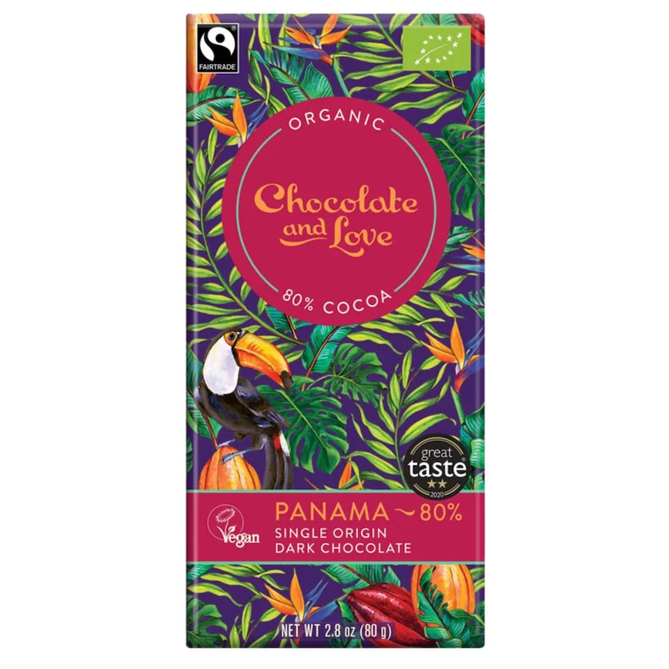 Panama Dark Chocolate, Organic 80g (Chocolate and Love)