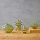 image 2 of Interiors by Premier Tiered Small Green Glass Vase, Eye Catching Layered Modern Vase, Ribbed Glass Vase, Decorative Vase Green