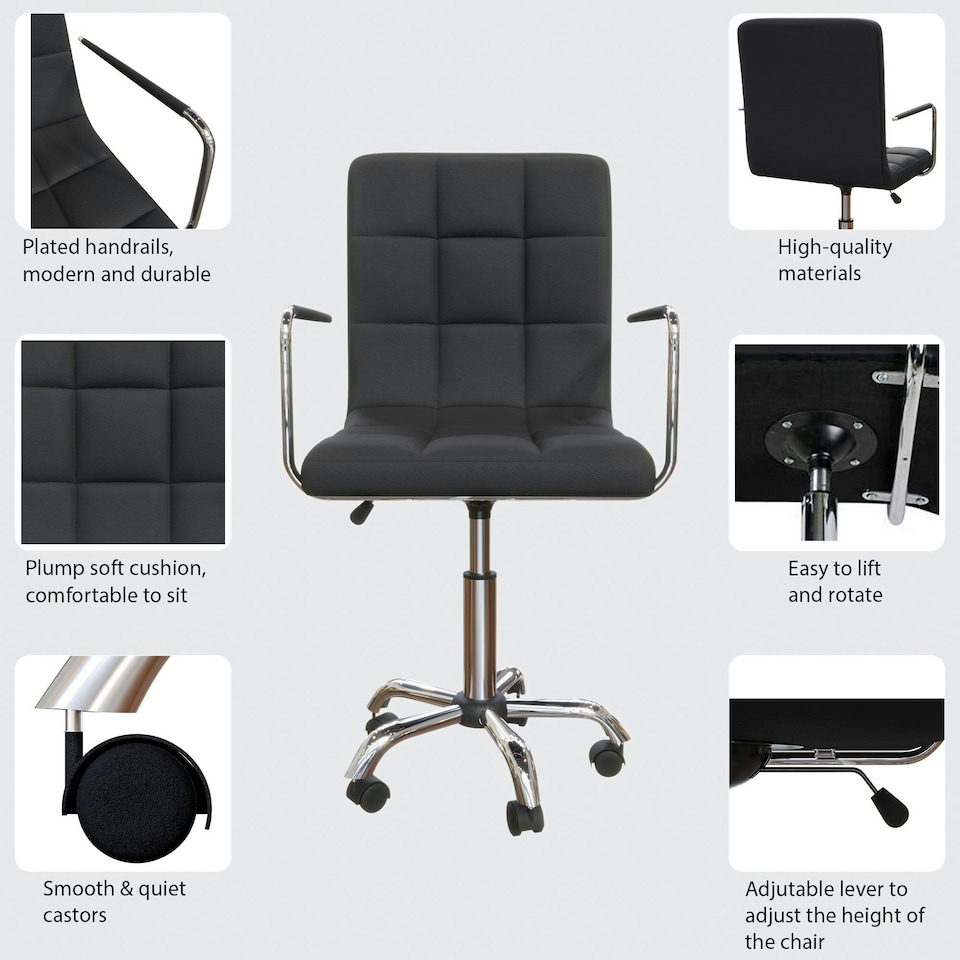 image 1 of Vida Designs Calbo Office Chair Computer Desk Table Chair, Black