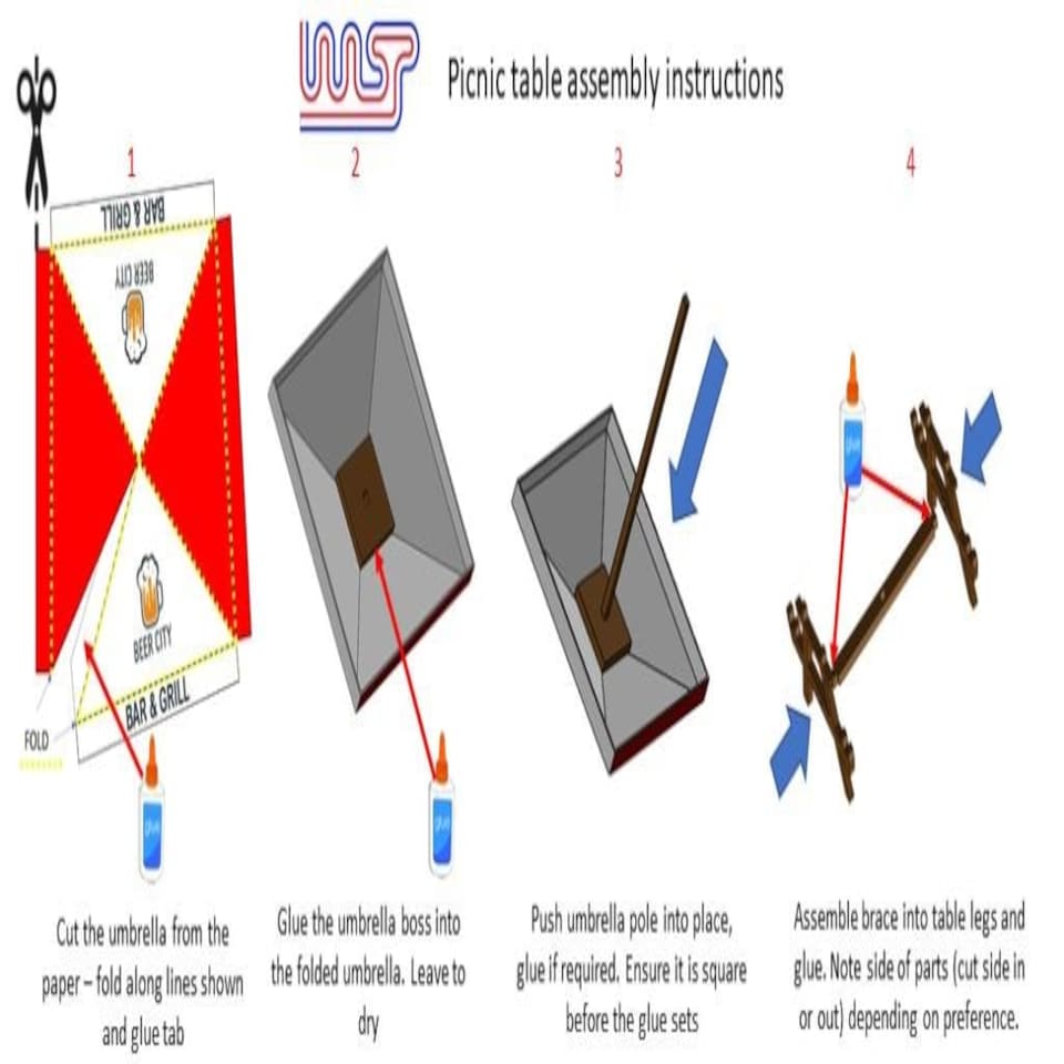image 1 of Slot Car Scenery Trackside Picnic Table and Umbrella 1:32 Wasp P