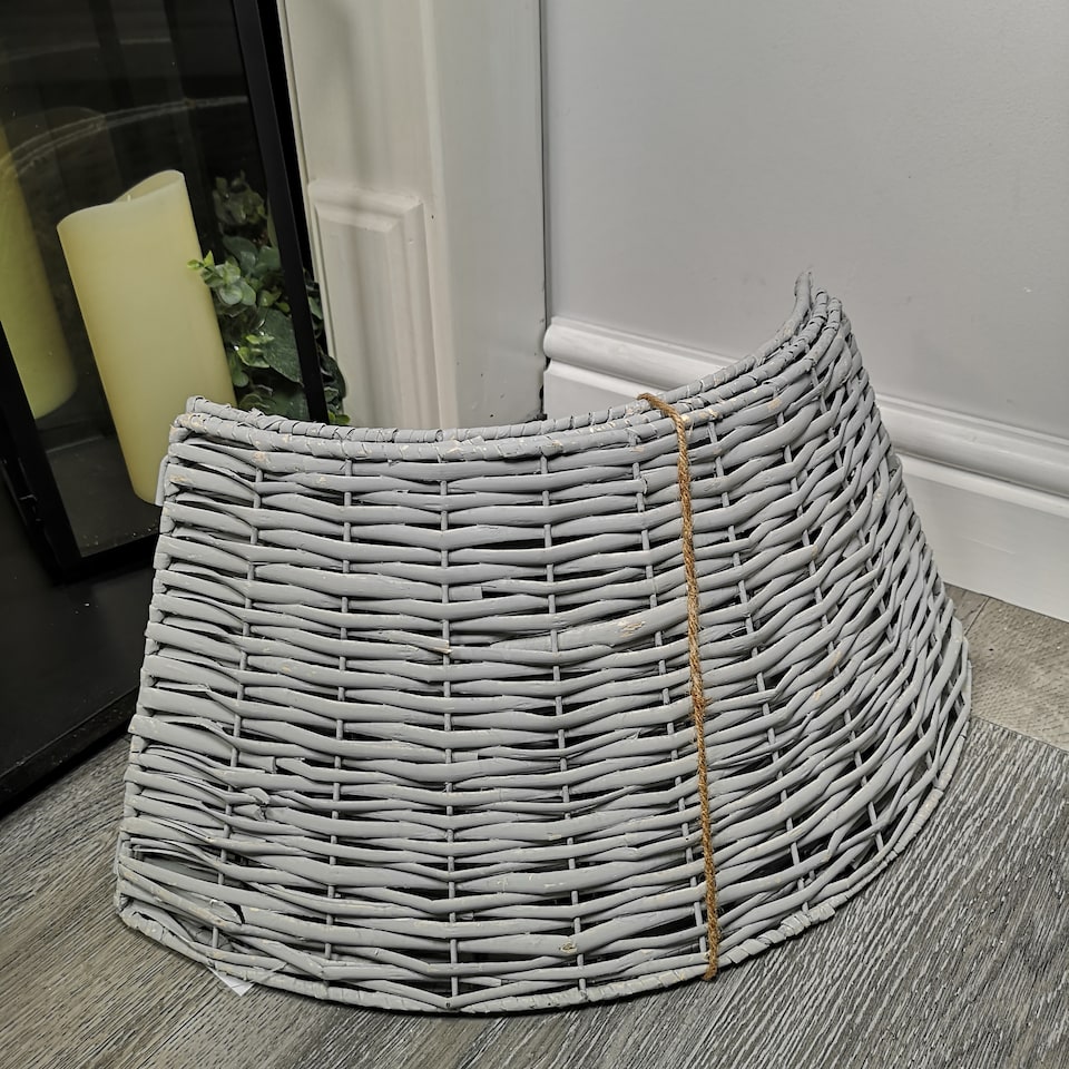 image 1 of 40/58cm Samuel Alexander KD Willow Christmas Tree Skirt Wicker Rattan- Medium Light Grey