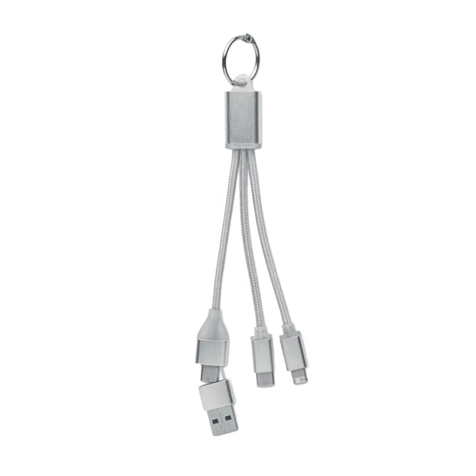 image 1 of MidOcean 4 in 1 Keyring Charging Cable - Silver - One Size
