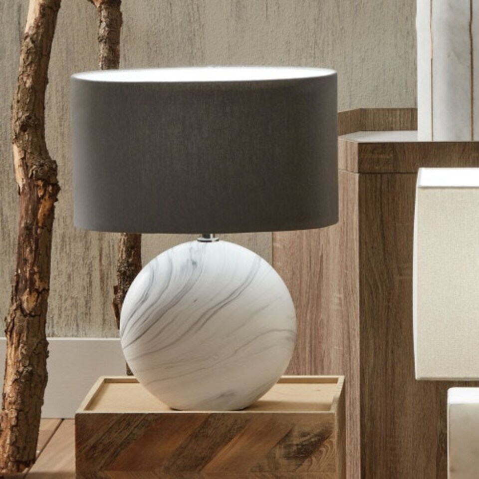 image 1 of Large Marble Effect Ceramic Table Lamp