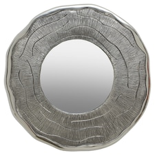 Interiors by Premier Small Oak Effect Silver Wall Mirror, 62cm Round Decorative Wall Mirror, Compact Modern Mirror with Oak Effect Silver