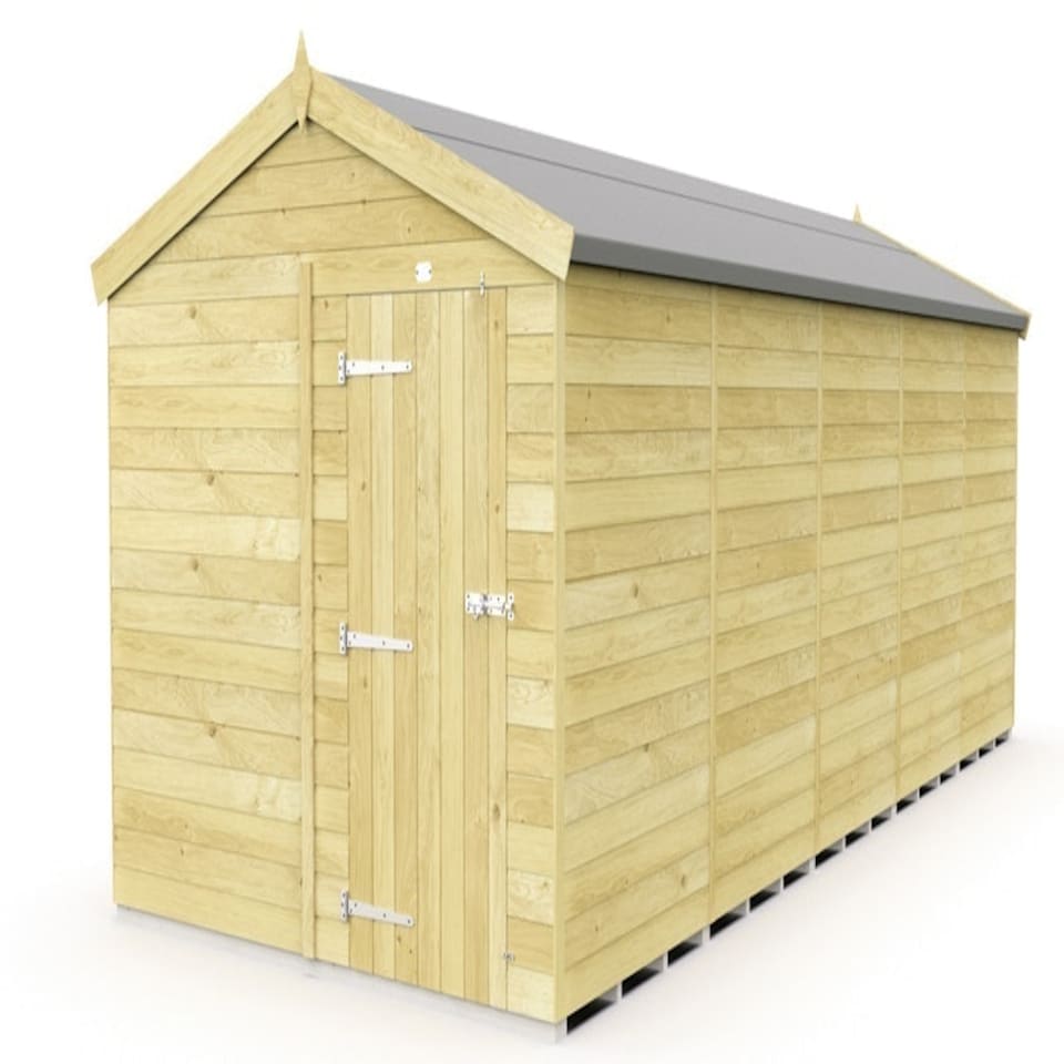 image 1 of 8 x 20 Feet Apex Shed - Single Door Without Windows - Wood - L592 x W231 x H217 cm | Brown