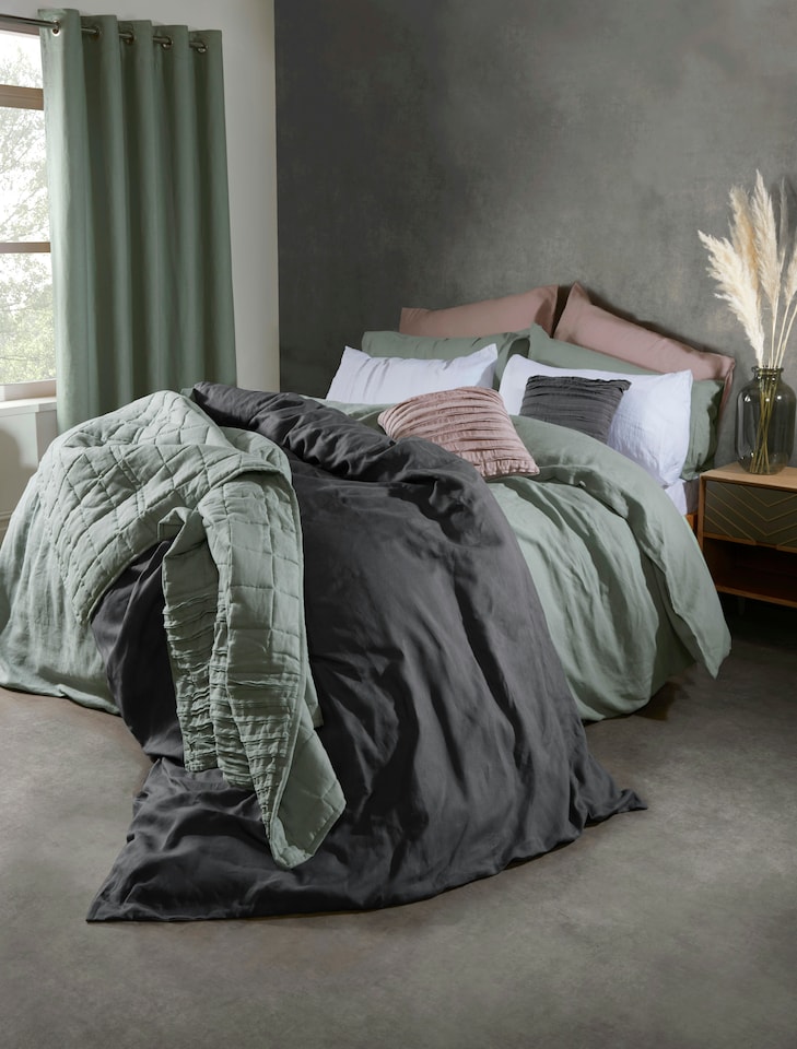 image 1 of Martex Linen Duvet Cover Green - Double