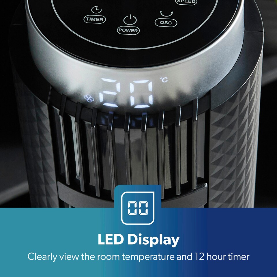 image 1 of GEEPAS 46" Tower Fan with Remote Control | Bladeless Oscillating , 45W Black
