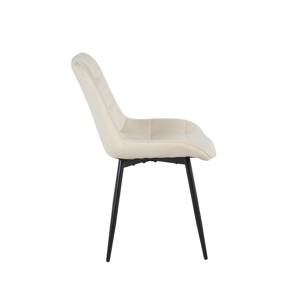 image 1 of New York Dining Table with 4 Erica Velvet Chairs - Cream | Cream