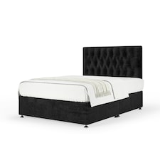 Signature Platinum 2000 Pocket Sprung Black Naples Velvet Divan Set And Lona Headboard Single