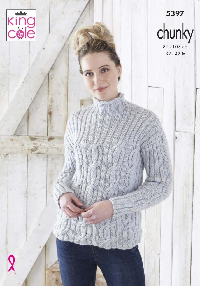 King Cole Timeless Chunky Knitting Pattern 5397, Hoodies and Sweaters for Women - 32 - 42 Inches